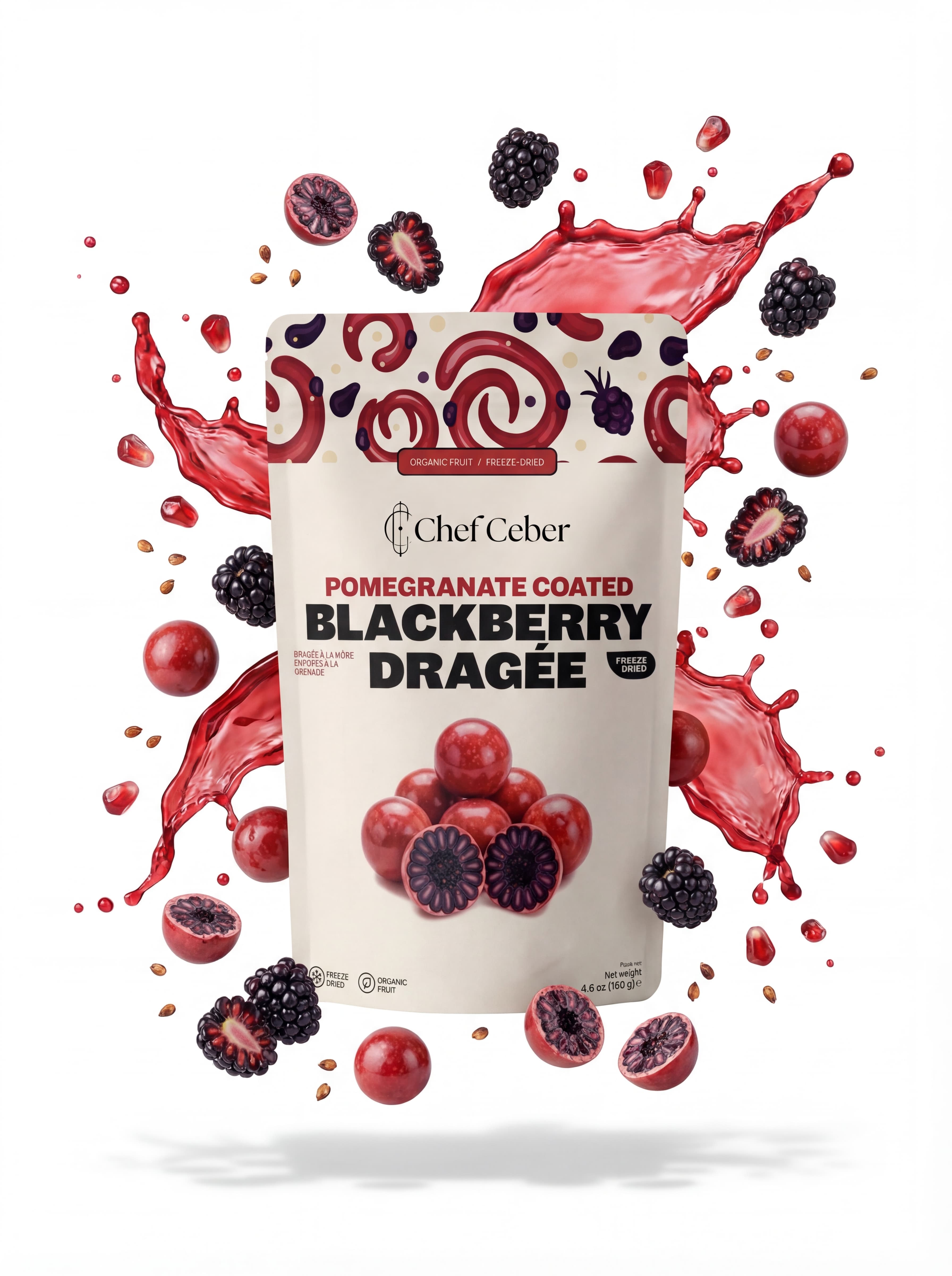 Chef Ceber Pomegranate Coated Freeze-Dried Blackberry Dragée Pomegranate Coated Freeze-Dried Blackberry Dragée Chocolate – Image 2