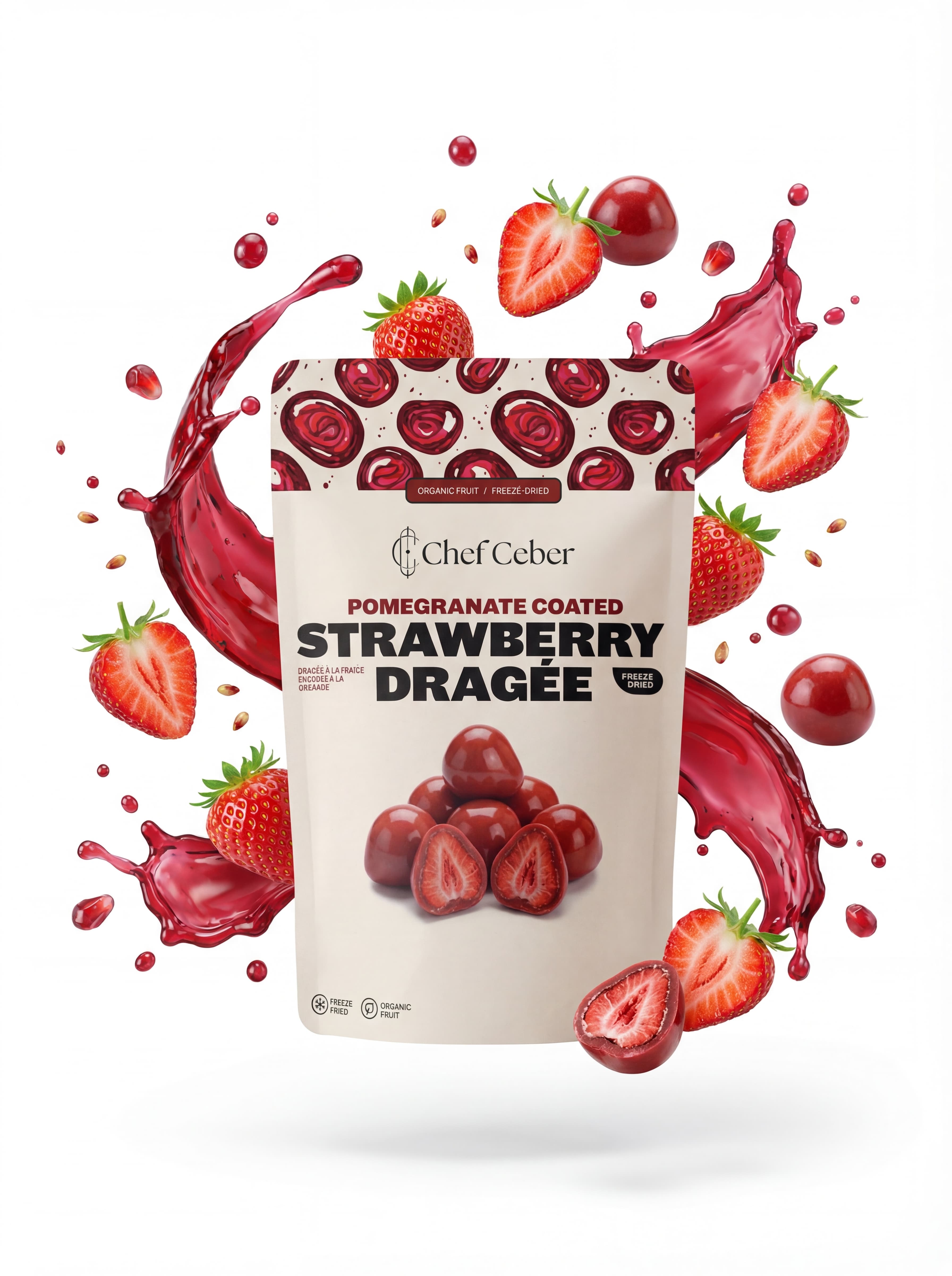 Chef Ceber Pomegranate Coated Freeze-Dried Strawberry Dragée Pomegranate Coated Freeze-Dried Strawberry Dragée Chocolate – Image 2