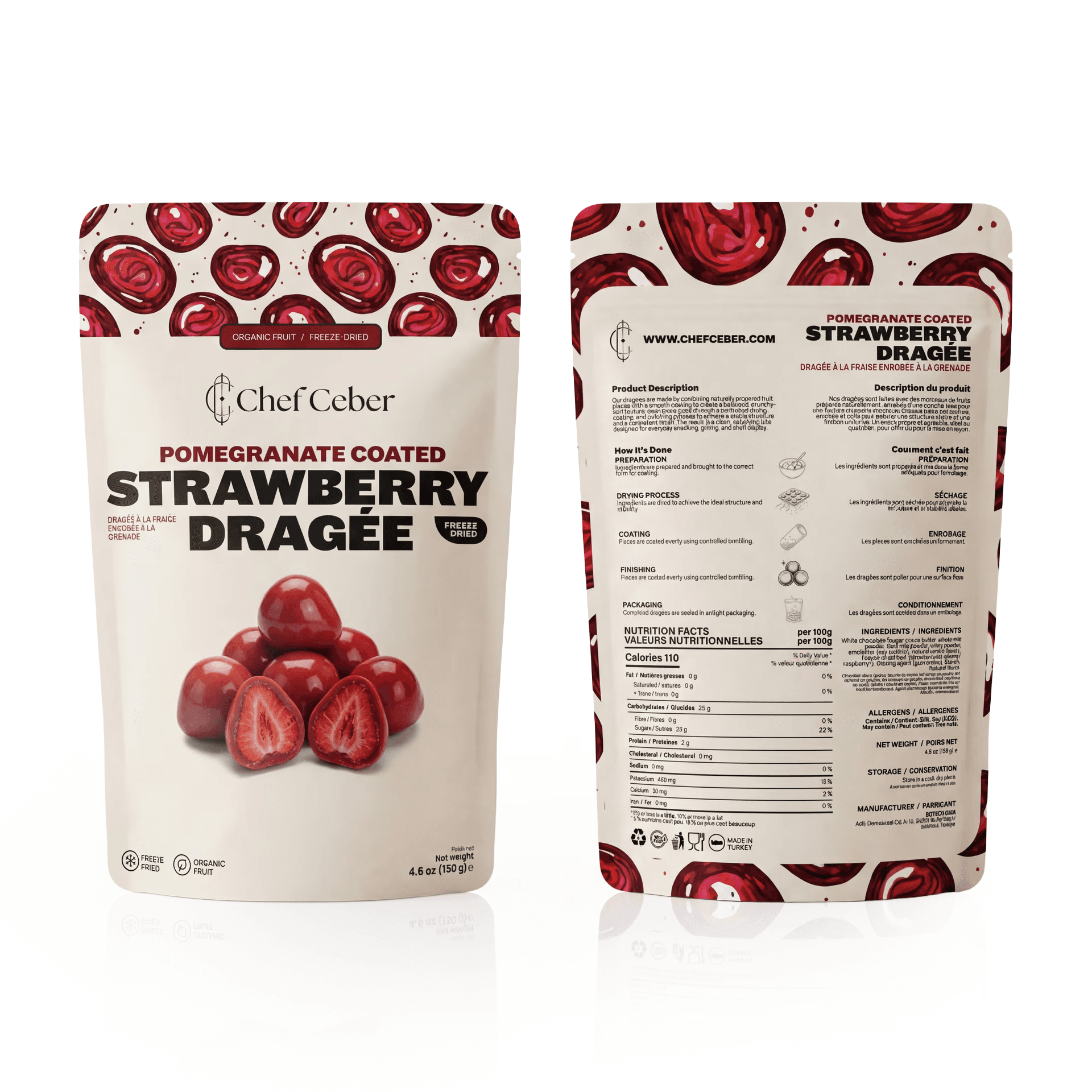 Chef Ceber Pomegranate Coated Freeze-Dried Strawberry Dragée Pomegranate Coated Freeze-Dried Strawberry Dragée Chocolate – Image 1