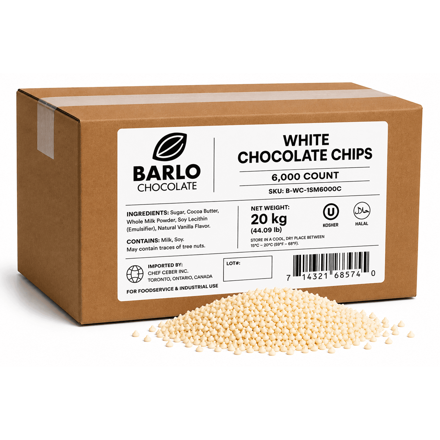 Barlo 6,000ct White Chocolate Chips