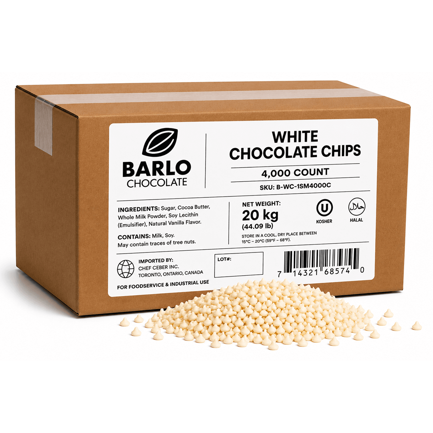 Barlo 4,000ct White Chocolate Chips