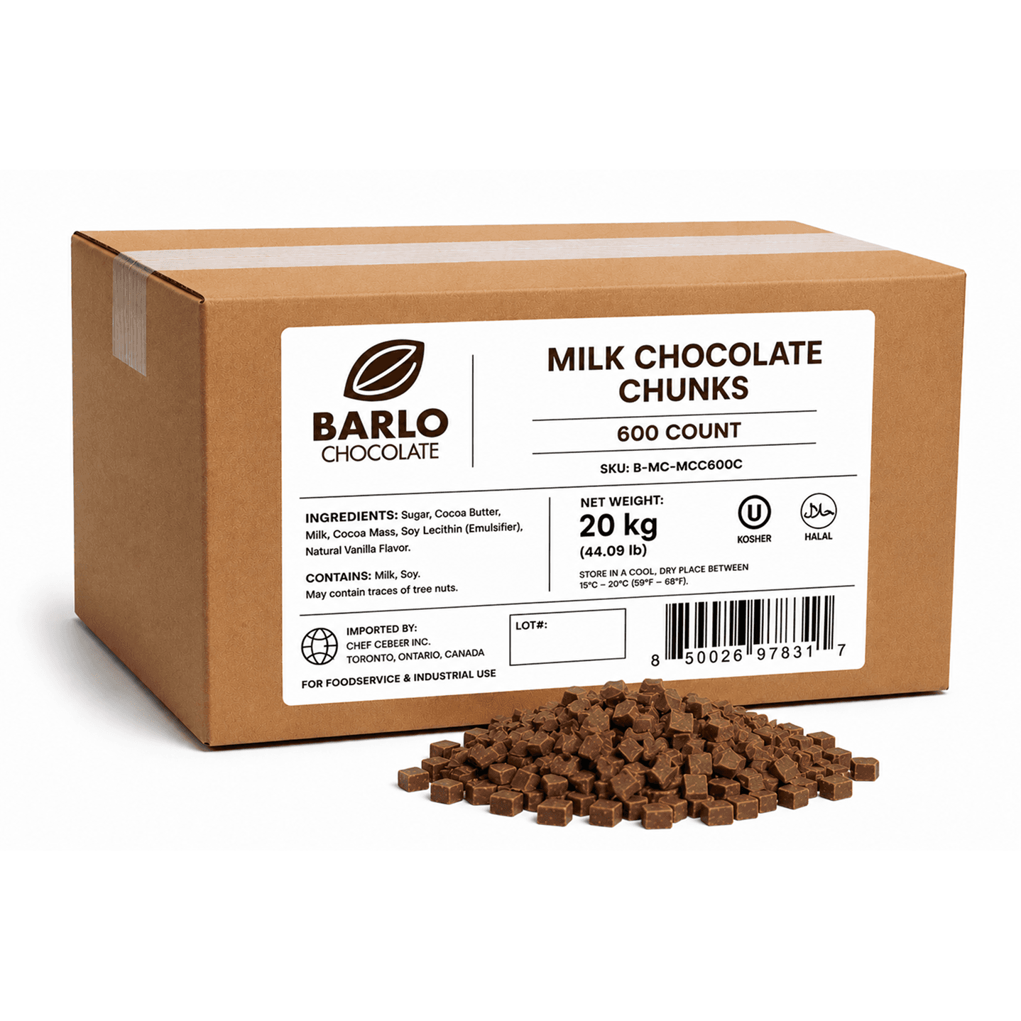 Barlo 600ct Milk Chocolate Chunks