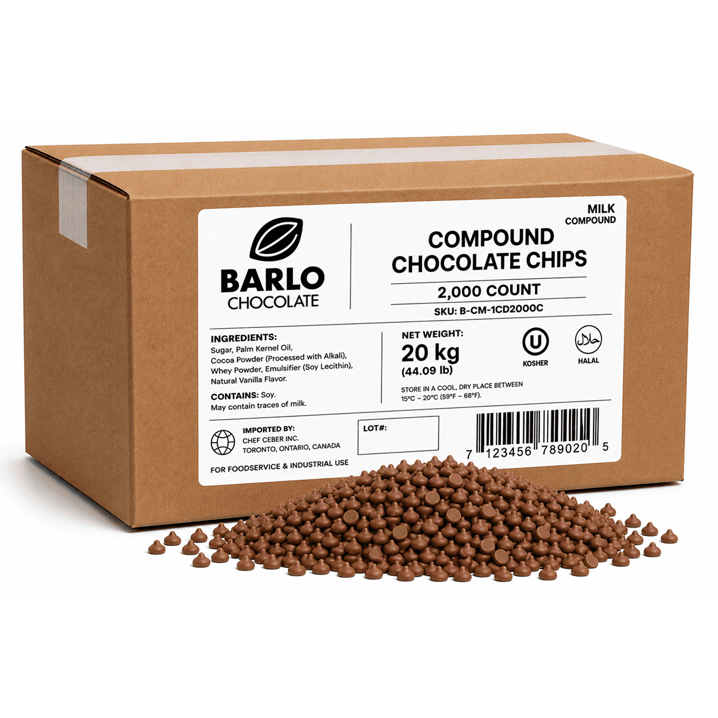 Barlo 2,000ct Milk Compound Chocolate Chips