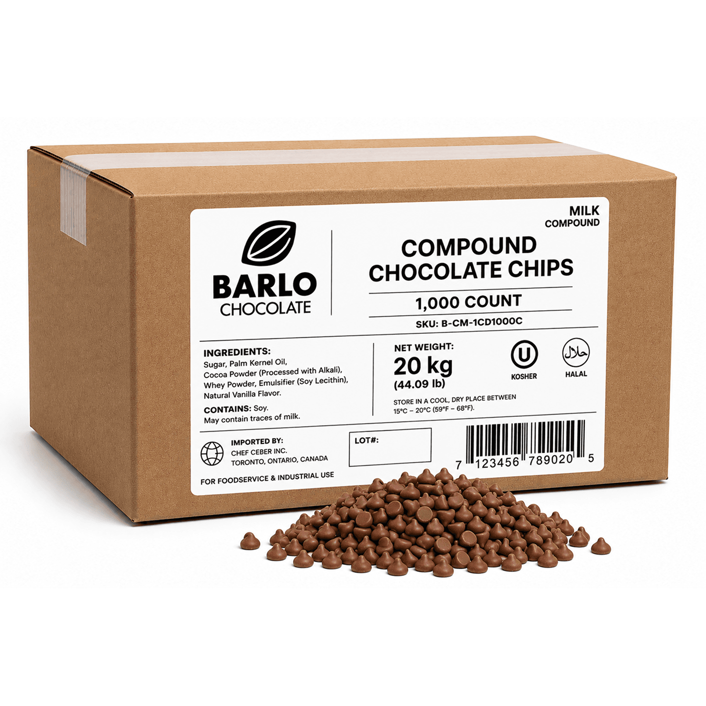 Barlo 1,000ct Milk Compound Chocolate Chips