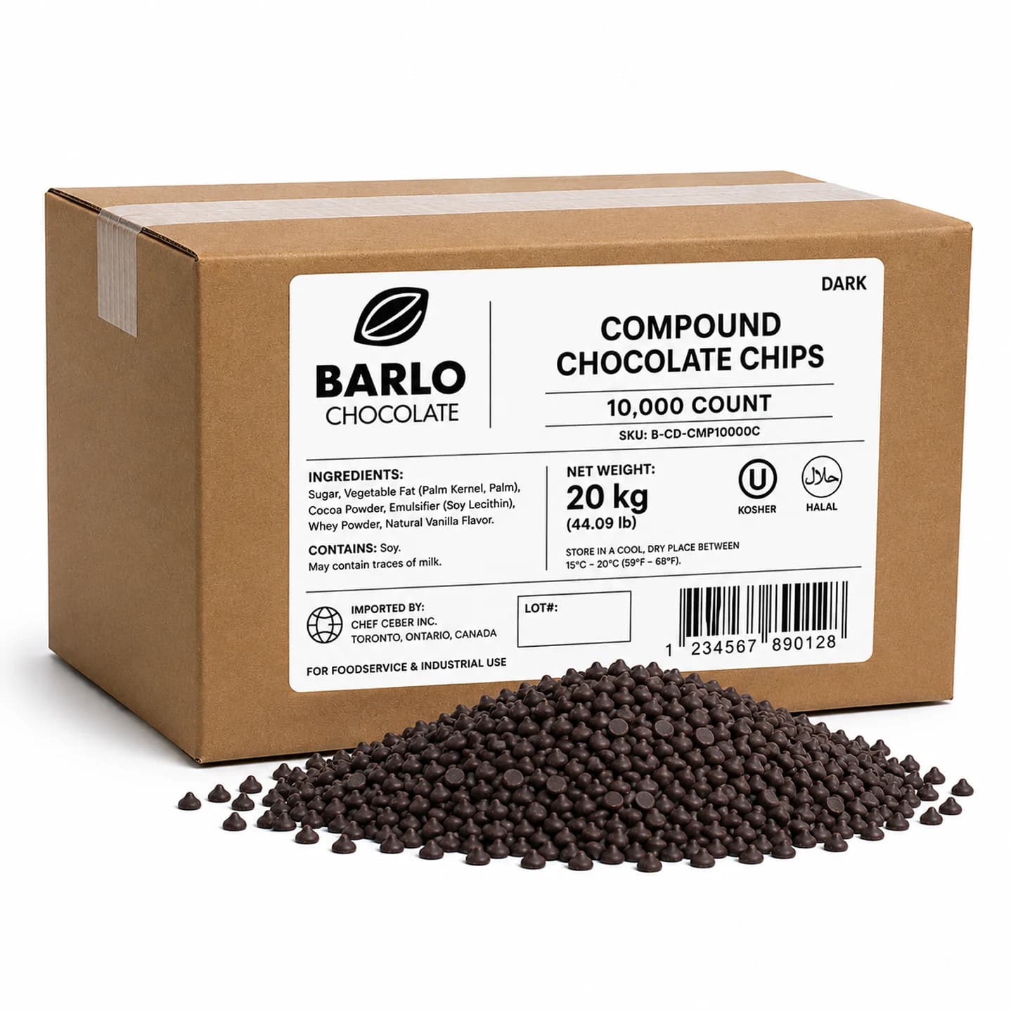 Barlo 10,000ct Dark Compound Chocolate Chips