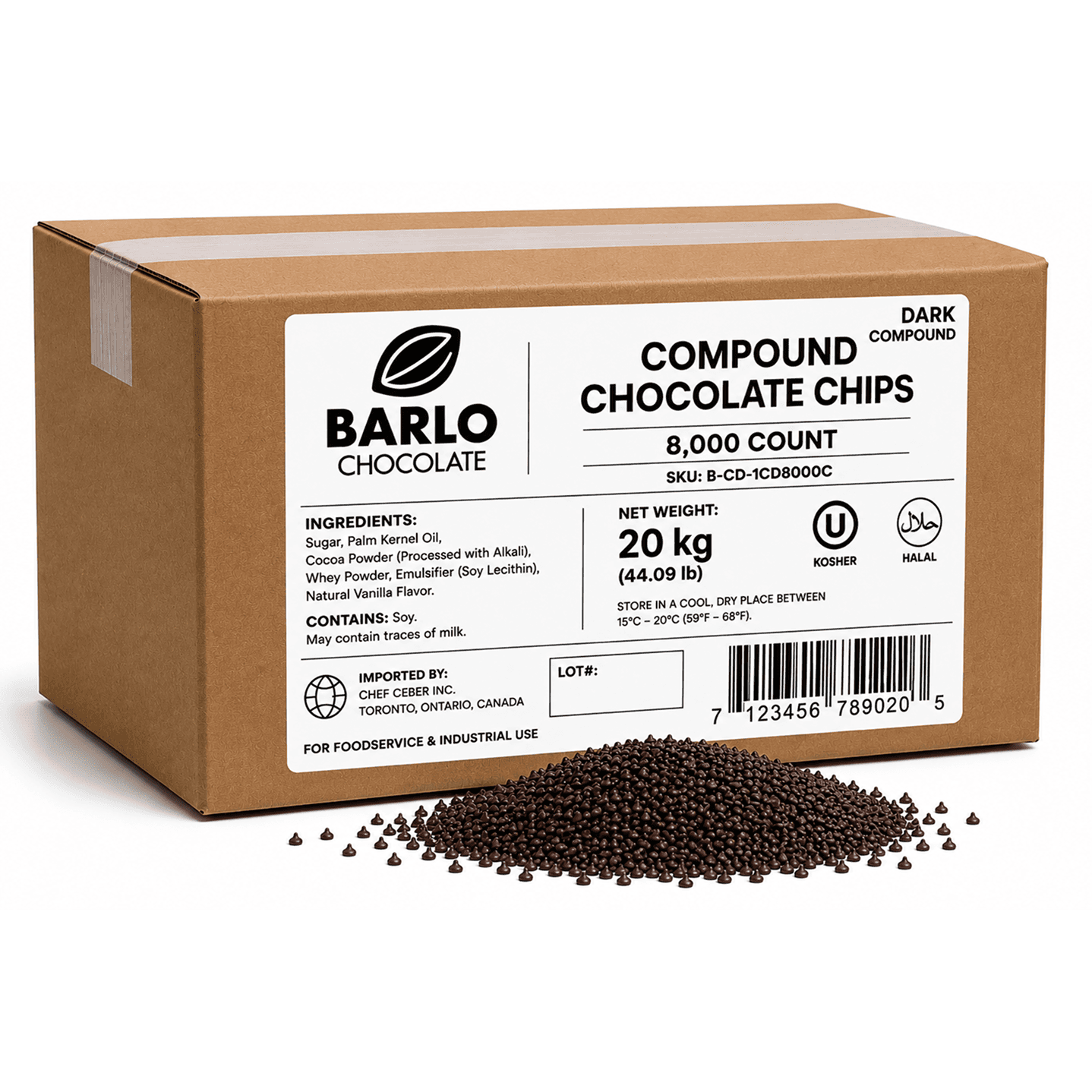 Barlo 8,000ct Dark Compound Chocolate Chips