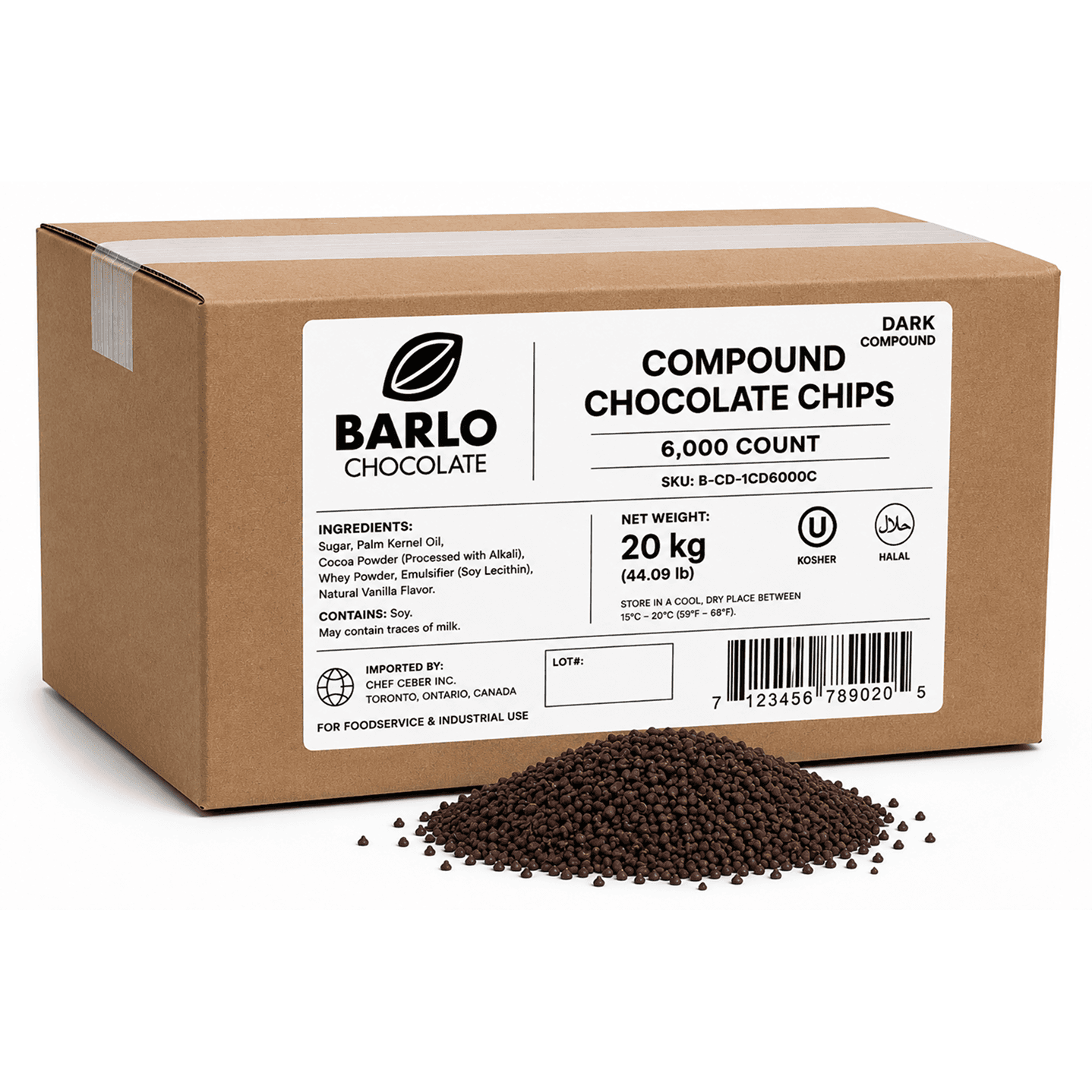 Barlo 6,000ct Dark Compound Chocolate Chips