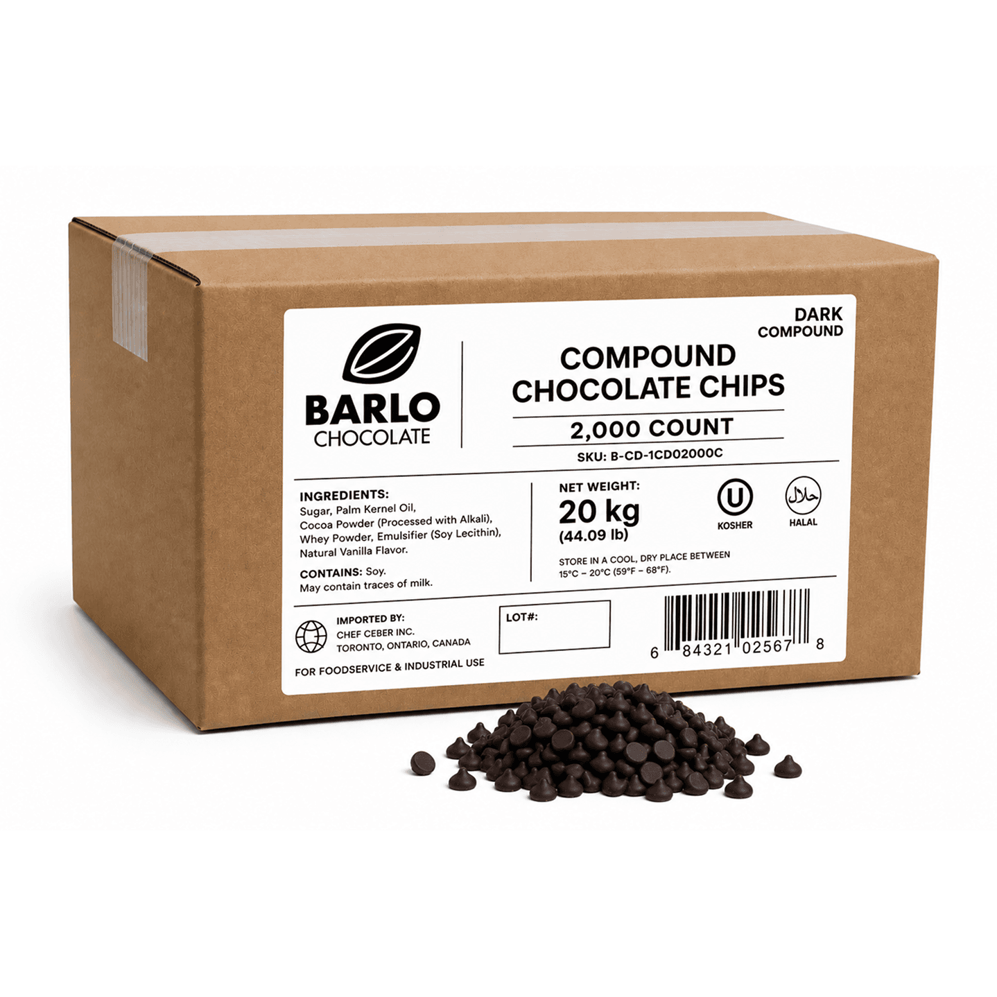 Barlo 2,000ct Dark Compound Chocolate Chips