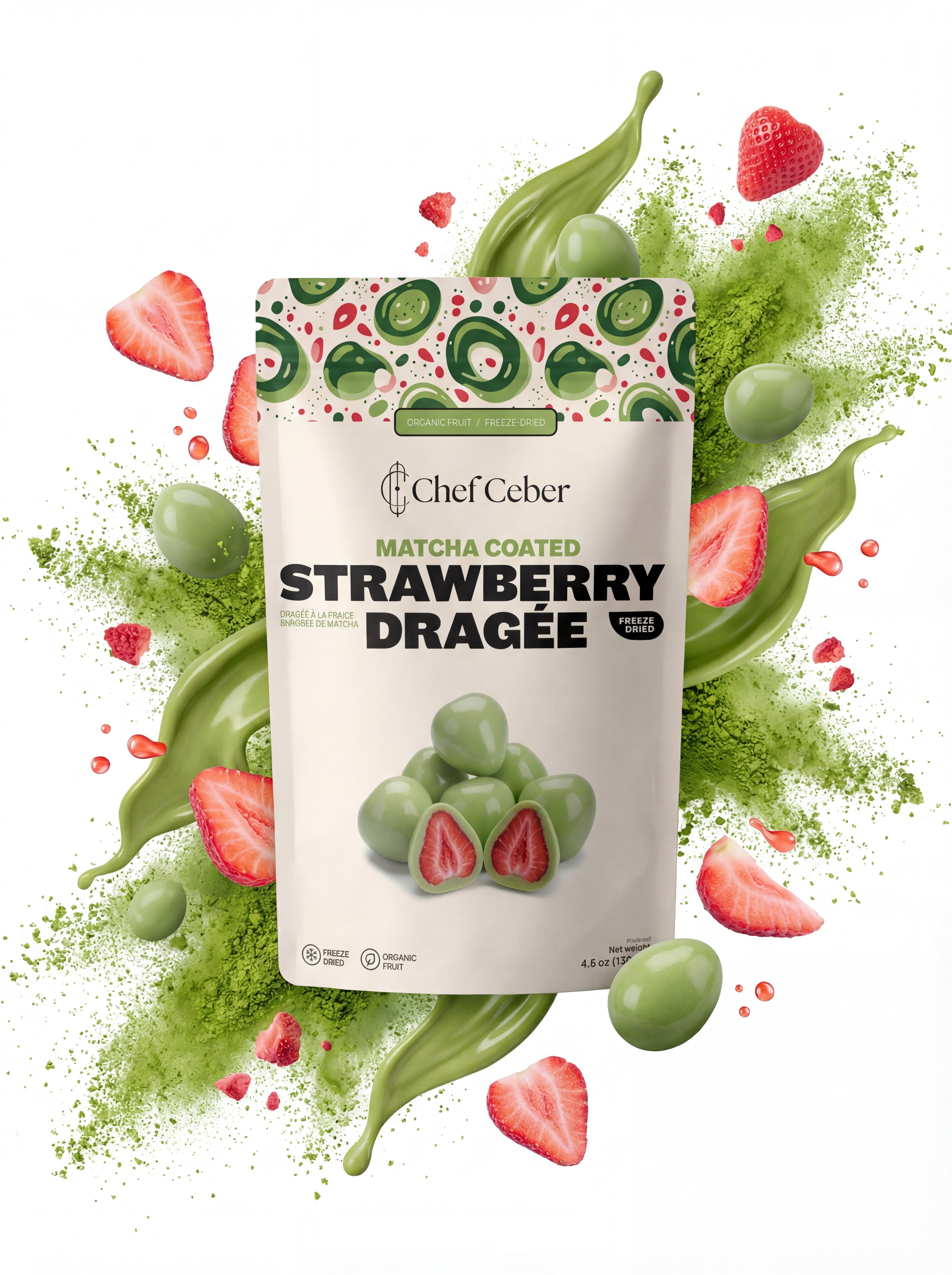 Chef Ceber Matcha Coated Freeze-Dried Strawberry Dragée Matcha Coated Freeze-Dried Strawberry Dragée Chocolate – Image 4