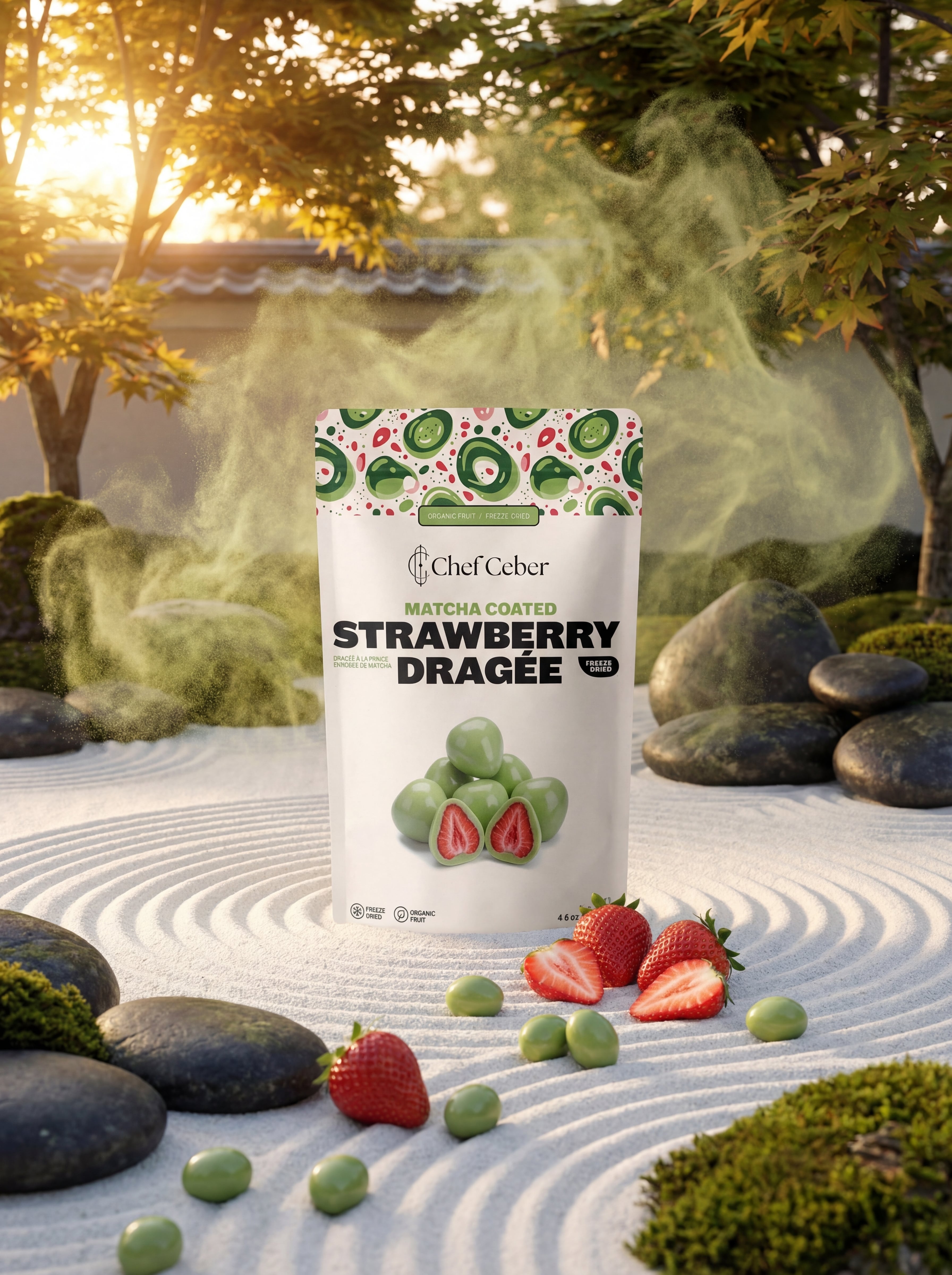 Chef Ceber Matcha Coated Freeze-Dried Strawberry Dragée Matcha Coated Freeze-Dried Strawberry Dragée Chocolate – Image 3