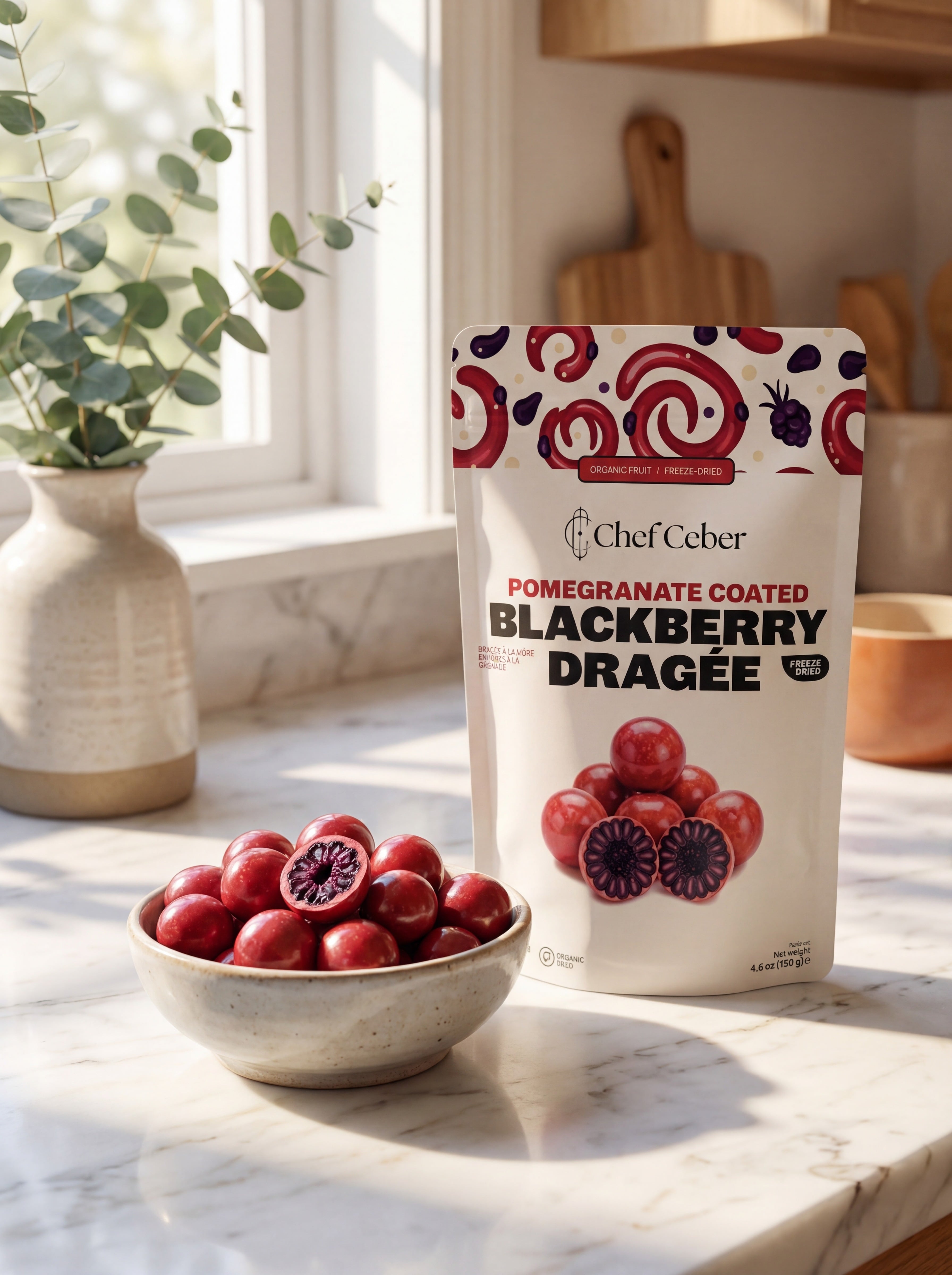 Chef Ceber Pomegranate Coated Freeze-Dried Blackberry Dragée Pomegranate Coated Freeze-Dried Blackberry Dragée Chocolate – Image 3