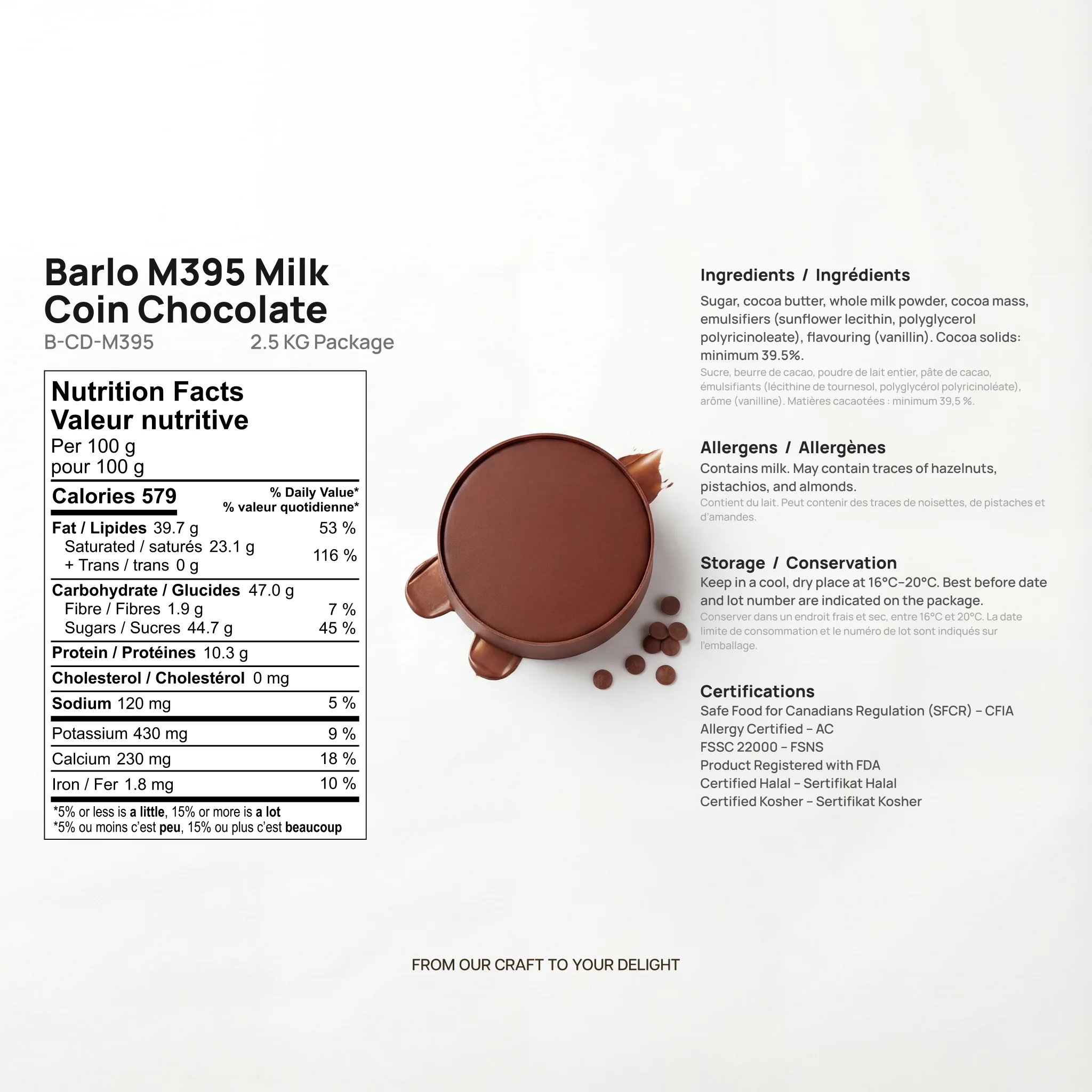 Chef Ceber M395 Milk Couverture Coin Chocolate 39.5% M395 Milk Couverture Coin Chocolate 39.5% Chocolate – Image 7