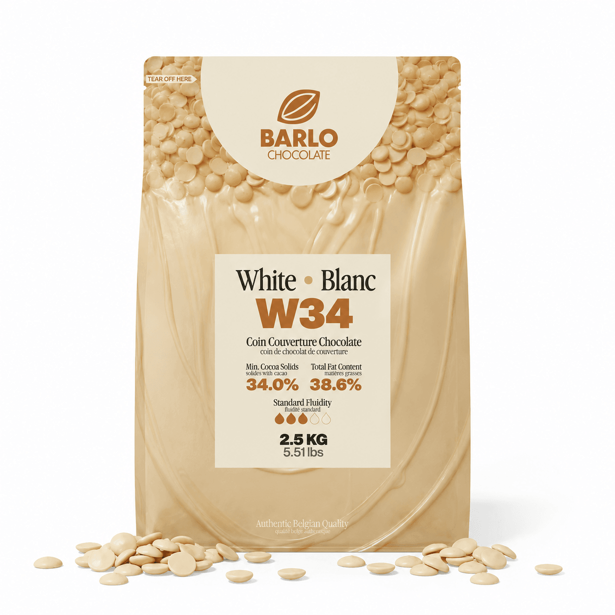 Chef Ceber W34 White Couverture Coin Chocolate 34% W34 White Couverture Coin Chocolate 34% Chocolate – Image 1