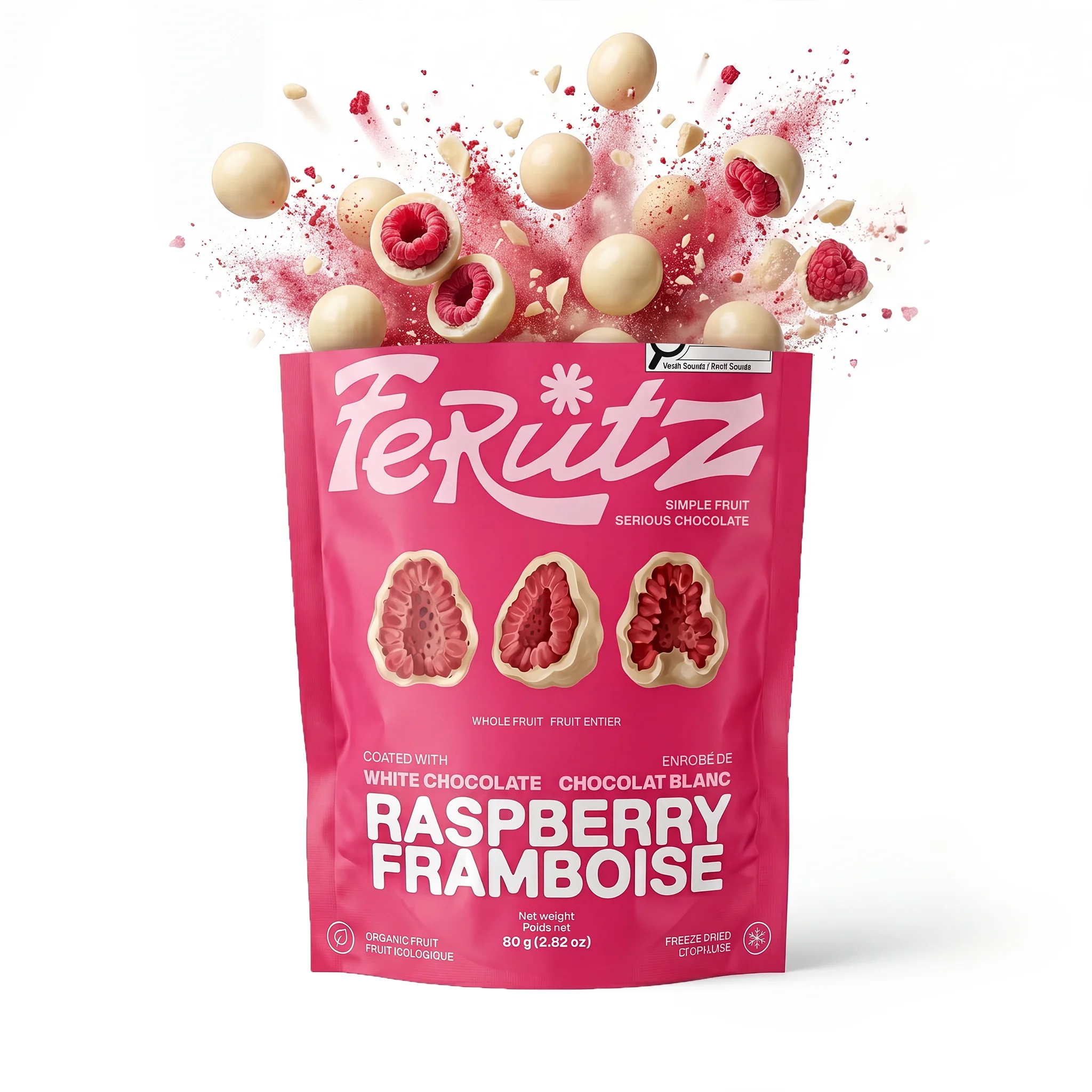 Chef Ceber White Chocolate Coated Freeze-Dried Raspberry White Chocolate Coated Freeze-Dried Raspberry Chocolate – Image 2