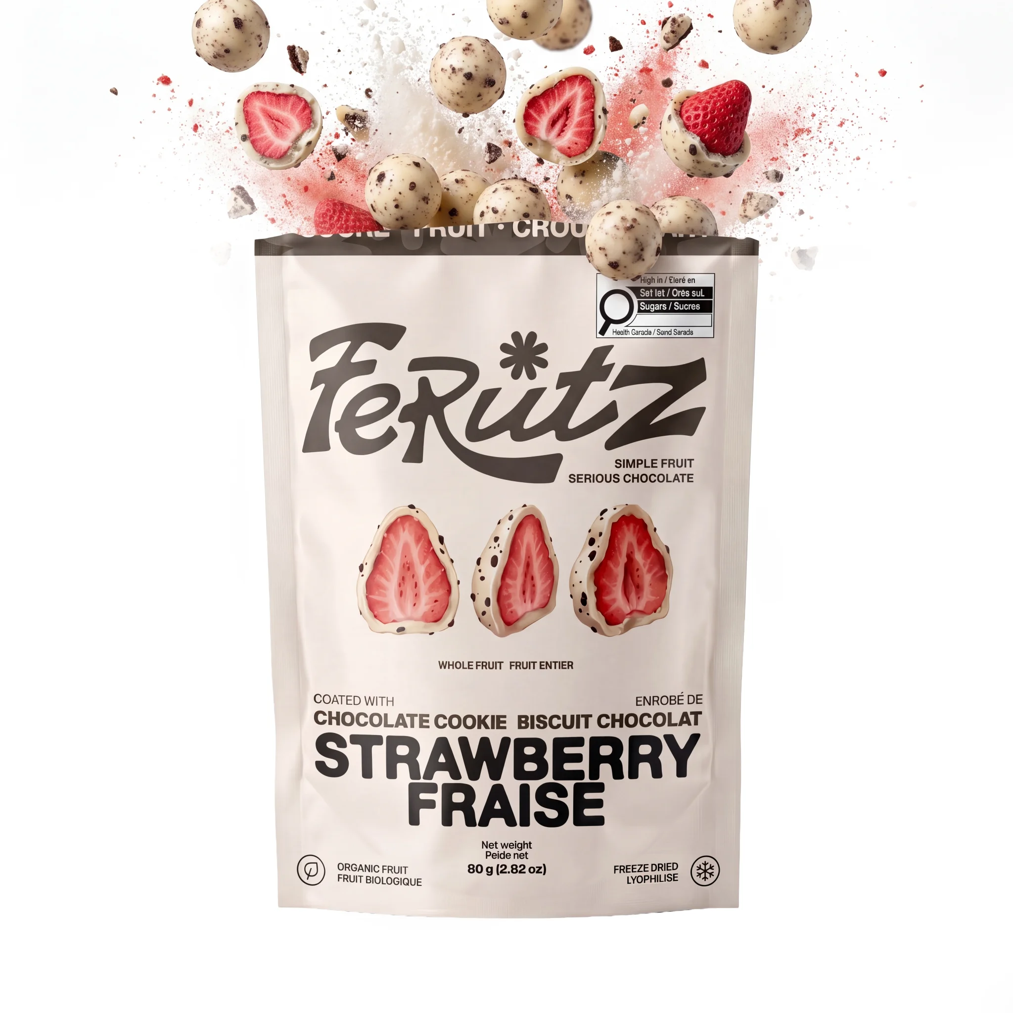 Chef Ceber White Chocolate with Chocolate Cookie Coated Freeze-Dried Strawberry White Chocolate with Chocolate Cookie Coated Freeze-Dried Strawberry Chocolate – Image 2
