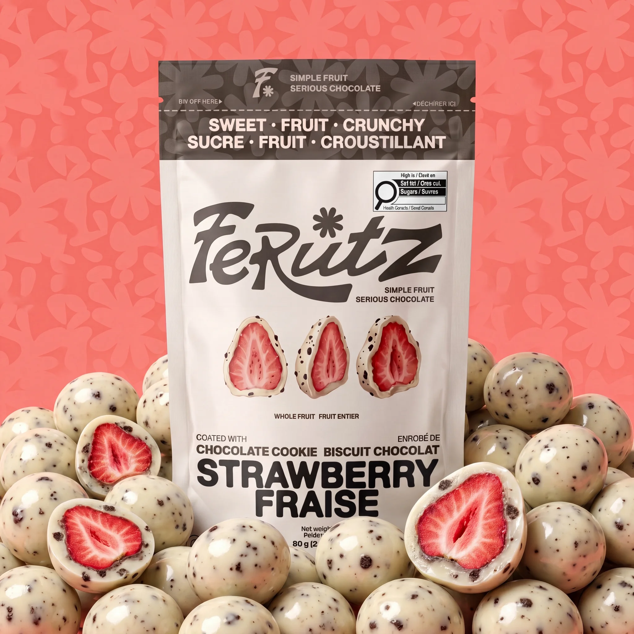 Chef Ceber White Chocolate with Chocolate Cookie Coated Freeze-Dried Strawberry White Chocolate with Chocolate Cookie Coated Freeze-Dried Strawberry Chocolate – Image 6