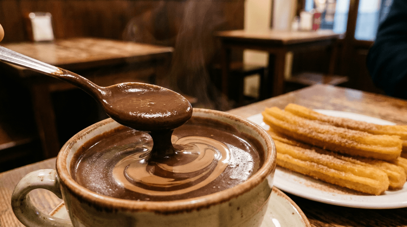 Chef Ceber Blog – Thick Spanish-Style Hot Chocolate – A spoon-coating, churro-dunking hot chocolate made from real couverture and cocoa —