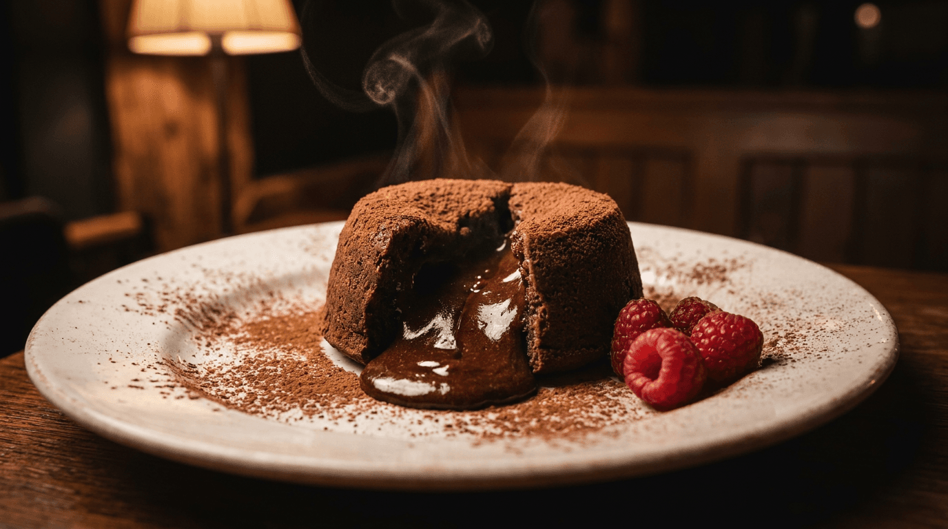 Chef Ceber Blog – كيكات الشوكولاتة البركانية (لافا) – فوندان شوكولاتة فردي بمركز سائل بنسبة 57% يفيض على الطبق بمجرد أن