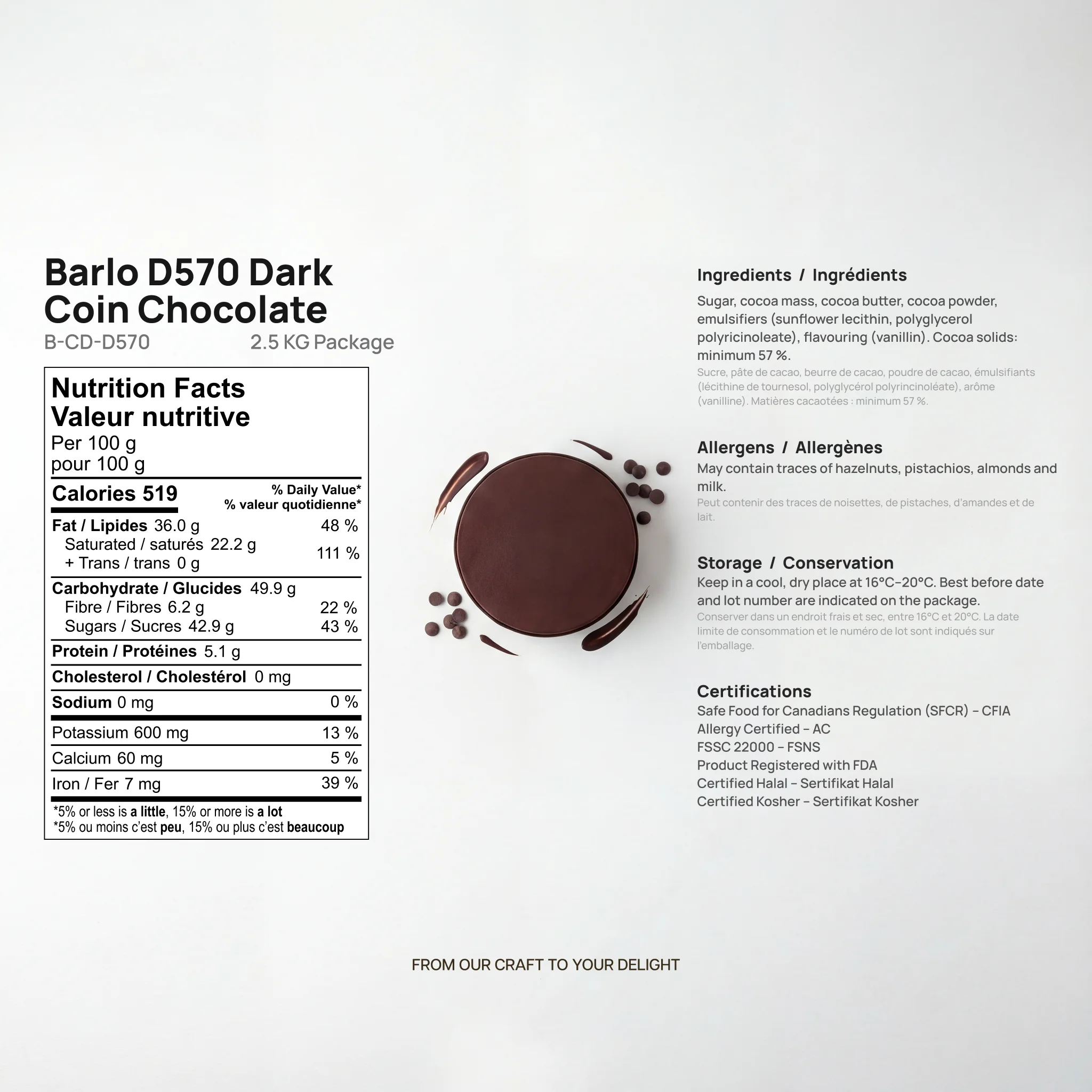 Chef Ceber D570 Dark Couverture Coin Chocolate 57% D570 Dark Couverture Coin Chocolate 57% Chocolate – Image 6