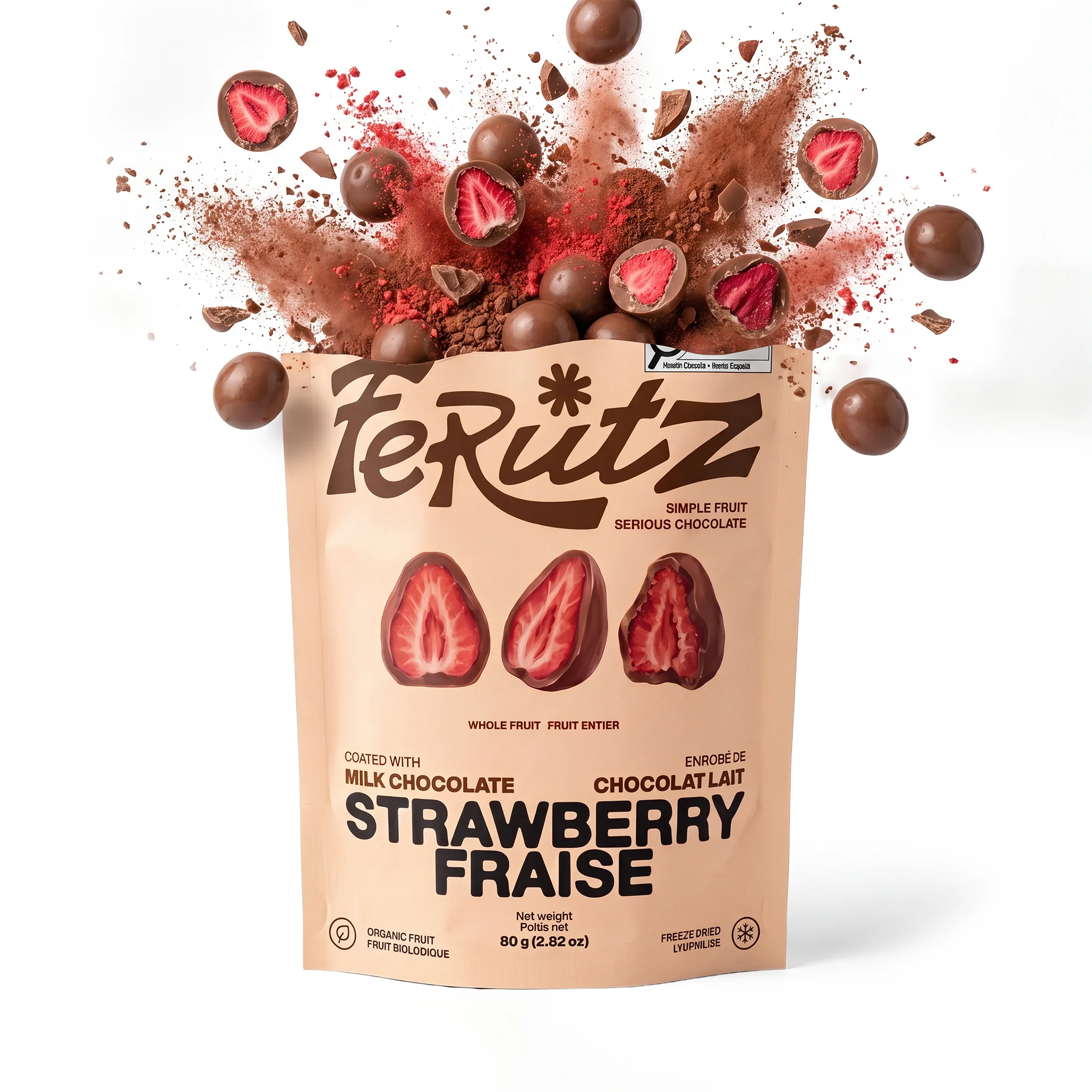 Chef Ceber Milk Chocolate Coated Freeze-Dried Strawberry Milk Chocolate Coated Freeze-Dried Strawberry Chocolate – Image 2