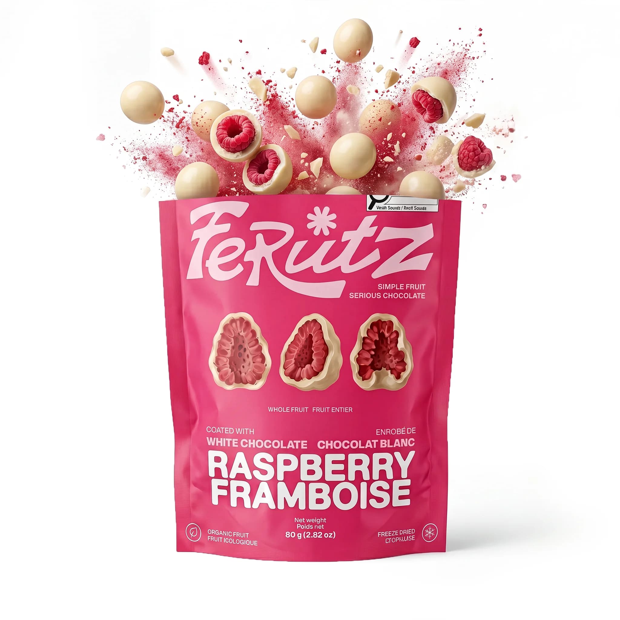 Chef Ceber White Chocolate Coated Freeze-Dried Raspberry White Chocolate Coated Freeze-Dried Raspberry Chocolate – Image 2