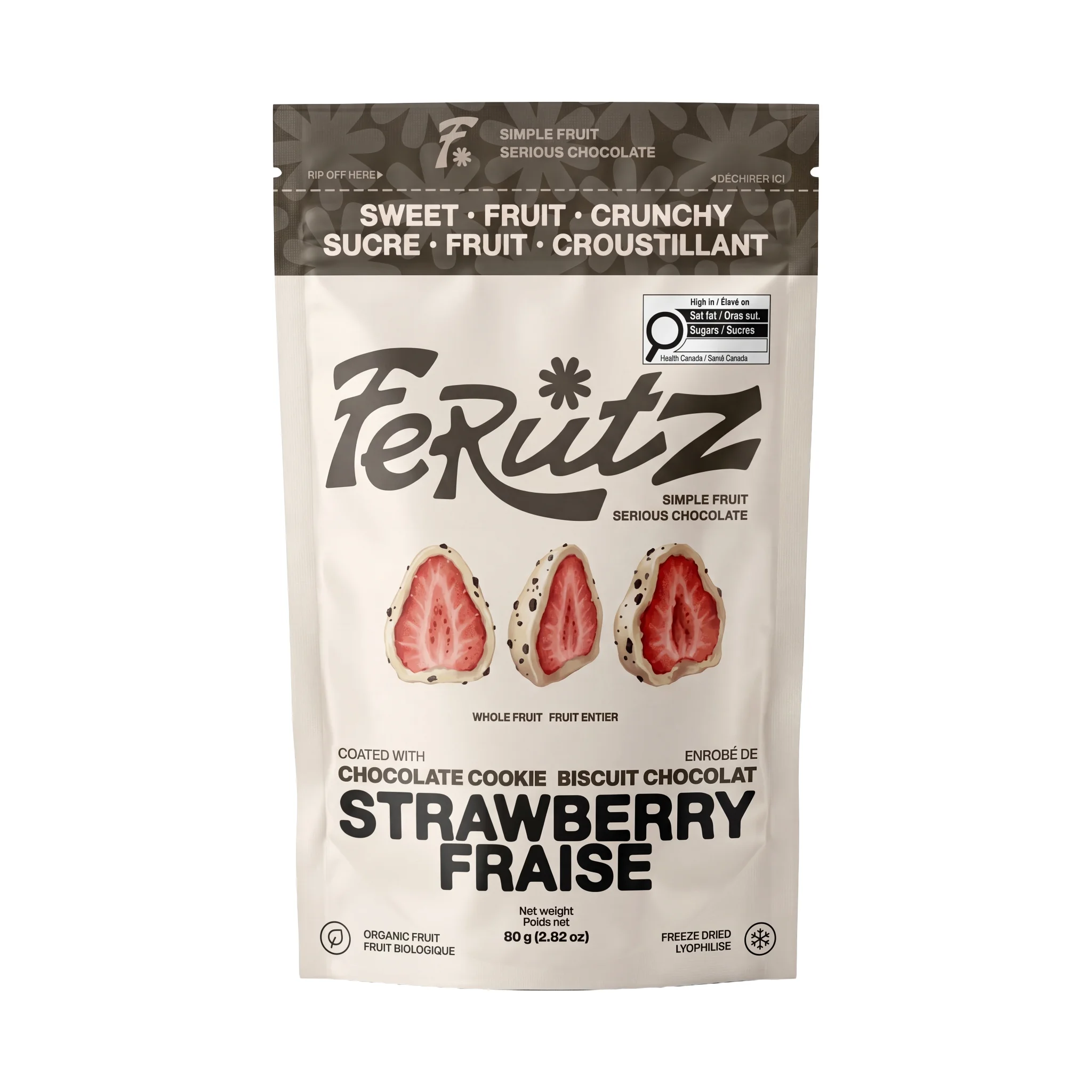 Chef Ceber White Chocolate with Chocolate Cookie Coated Freeze-Dried Strawberry White Chocolate with Chocolate Cookie Coated Freeze-Dried Strawberry Chocolate – Image 1