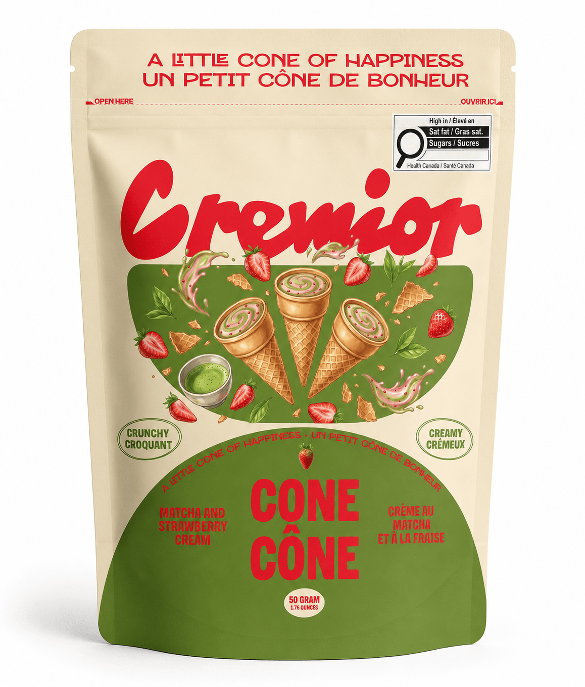 Chef Ceber Matcha Strawberry Cream Cocoa Cone Matcha Strawberry Cream Cocoa Cone Chocolate – Image 1